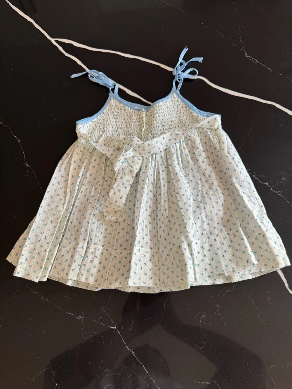 Vintage Girls Light Blue Smocked Sundress